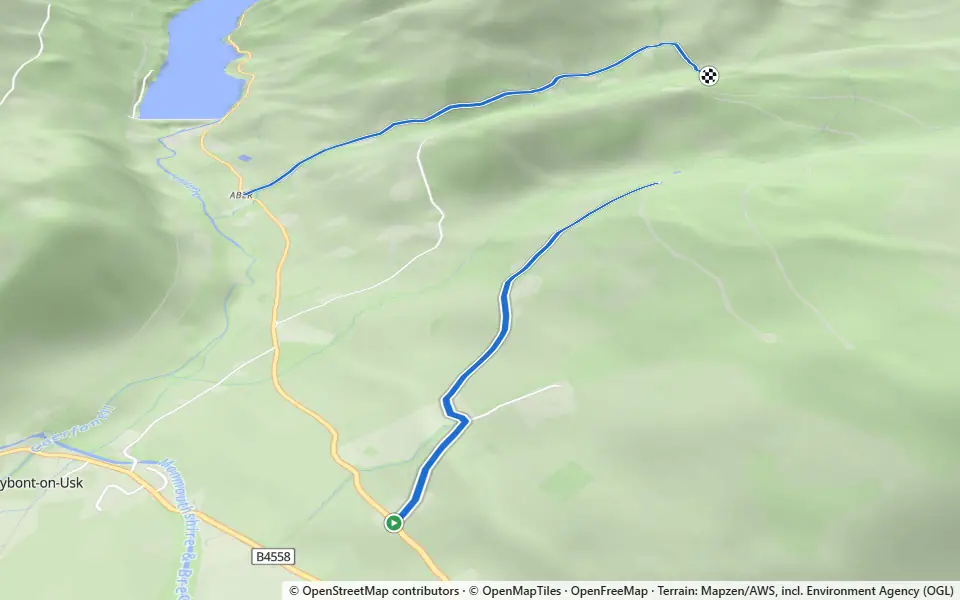 3D preview of a trail at Talybont Reservoir Nature Reserve