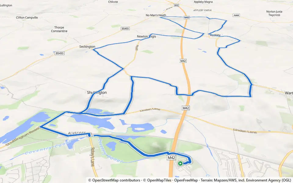3D preview of a trail at Trails near Newton Regis