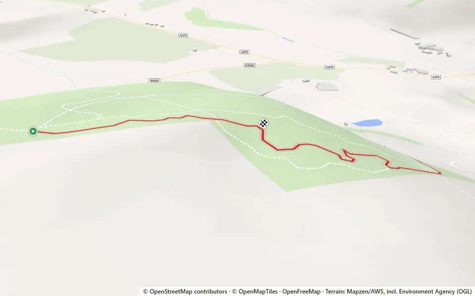 3D preview of a trail at Coed Llwyn-gwyn
