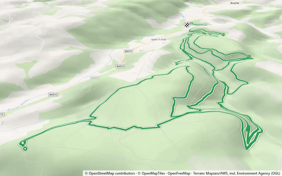 3D preview of a trail at Brechfa Forest (Byrgwm)
