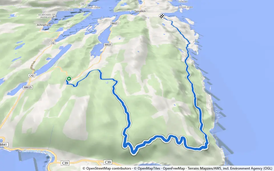 3D preview of a trail at Trails near Tayvallich