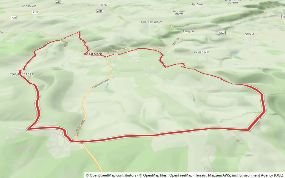 3D preview of a trail at Whiteland Copse