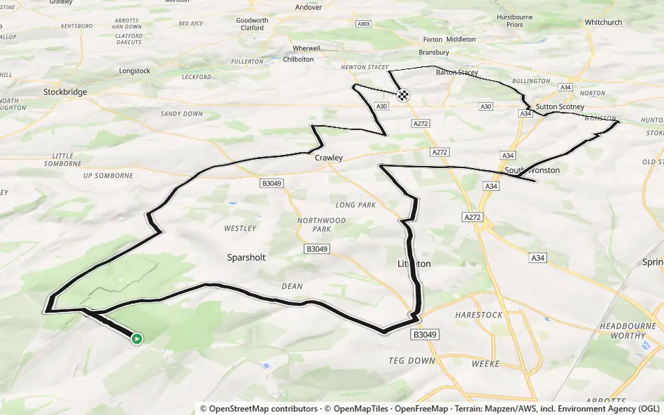 3D preview of a trail at Little Up Somborne Wood