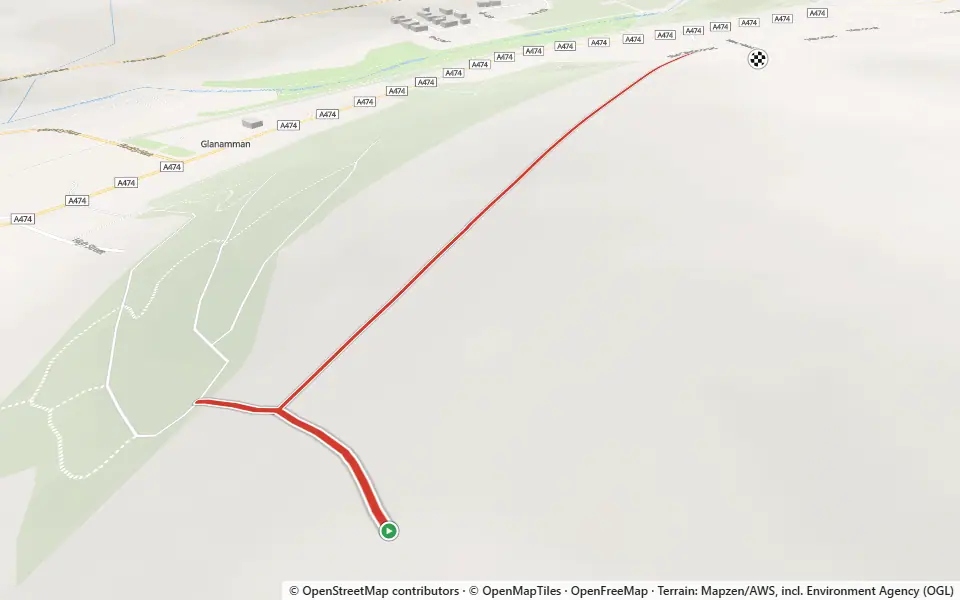 3D preview of a trail at Trails near Glanamman