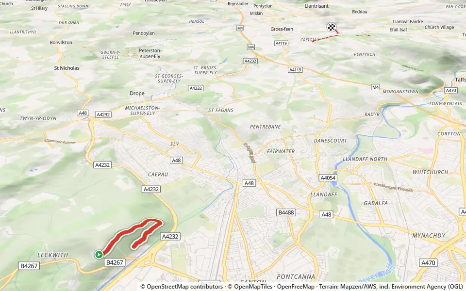 3D preview of a trail at Factory Wood