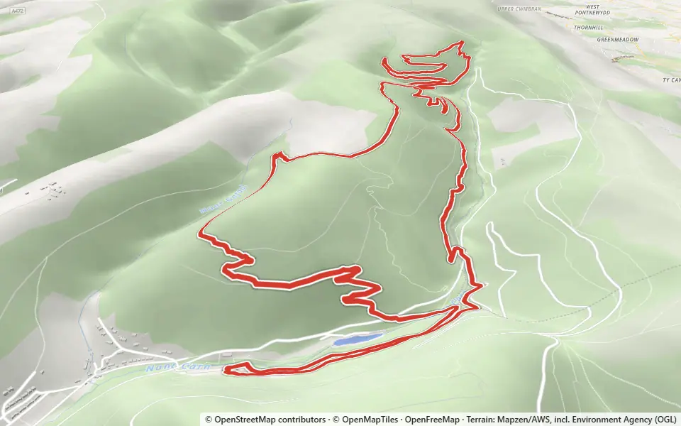 3D preview of a trail at Cwm Carn Forest