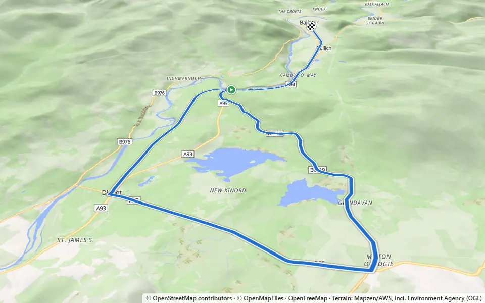 3D preview of a trail at Dinnet Oakwood Site of Special Scientific Interest