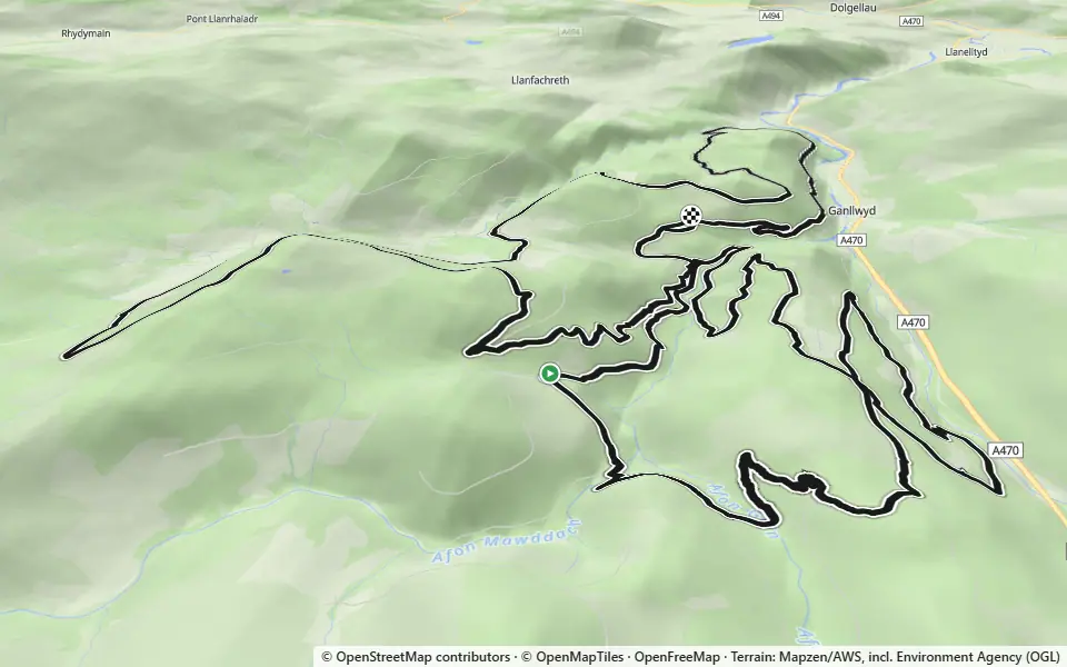 3D preview of a trail at Coed y Brenin Forest Park