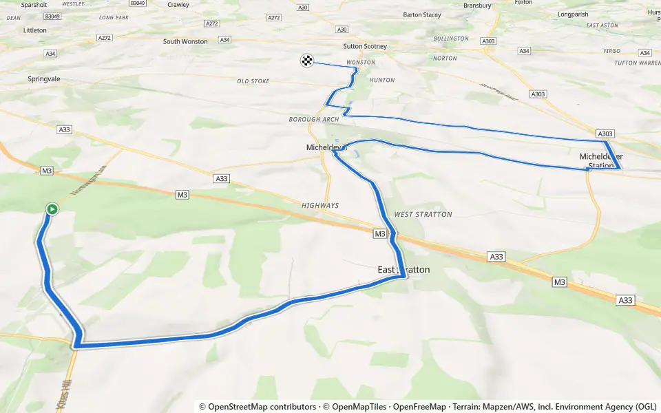 3D preview of a trail at Cow Down Wood