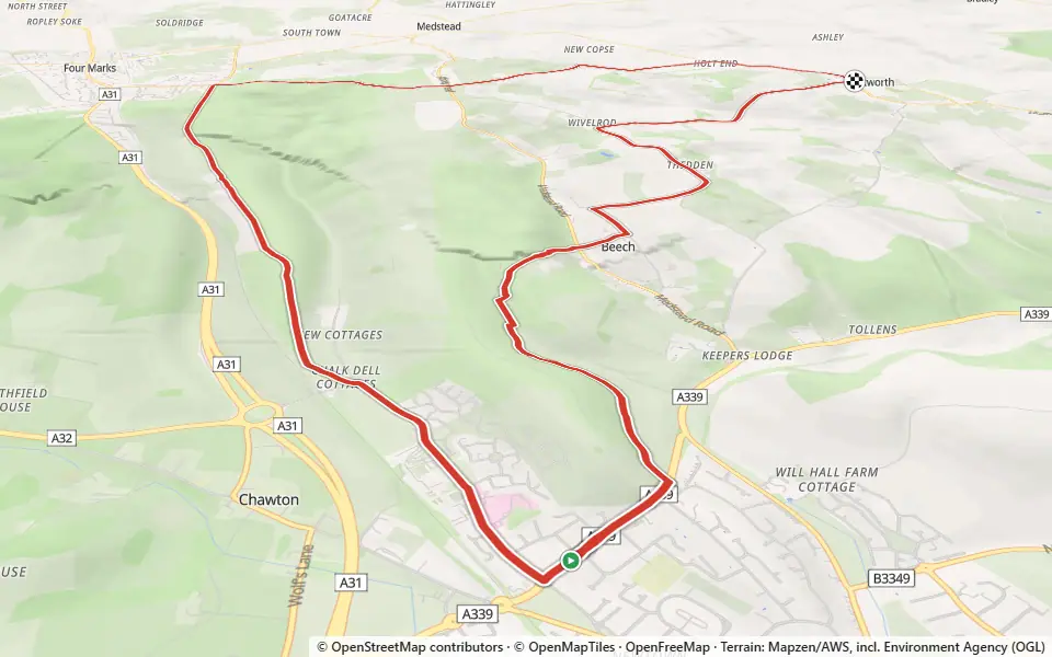 3D preview of a trail at Wellhouse Copse