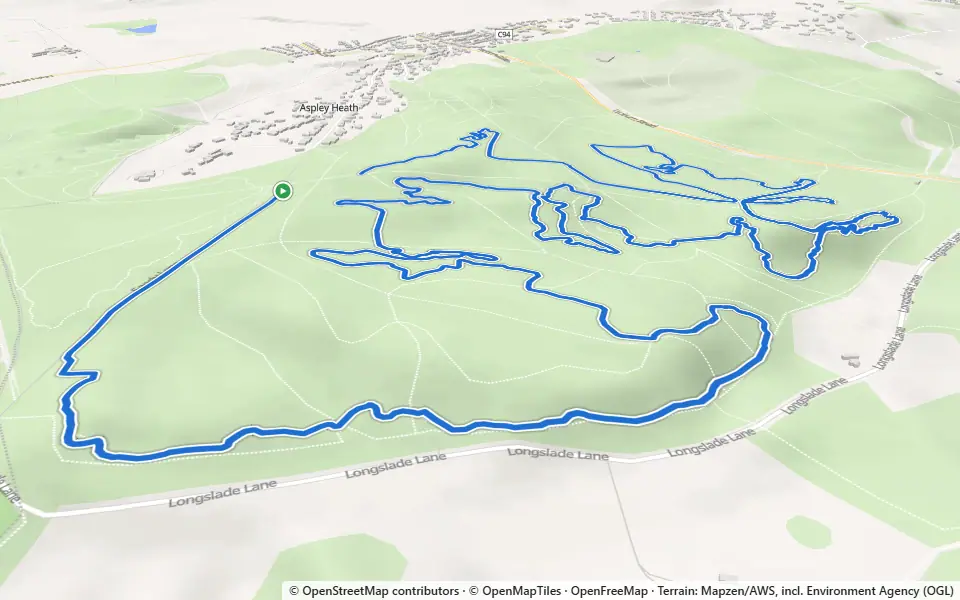 3D preview of a trail at New Wavendon Heath
