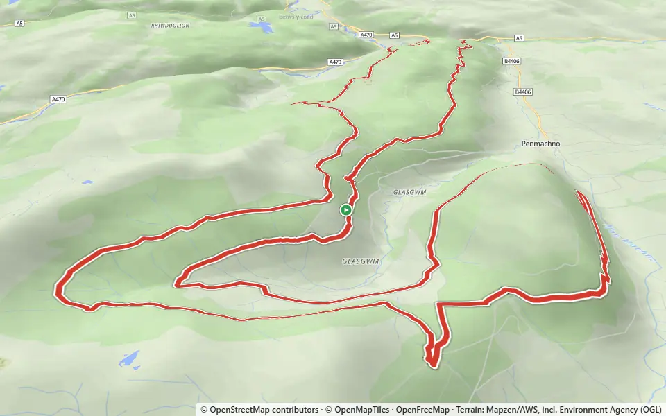 3D preview of a trail at Penmachno Trails (Gwydir Forest Park)