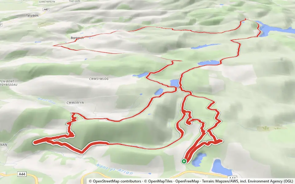 3D preview of a trail at Bwlch Nant yr Arian