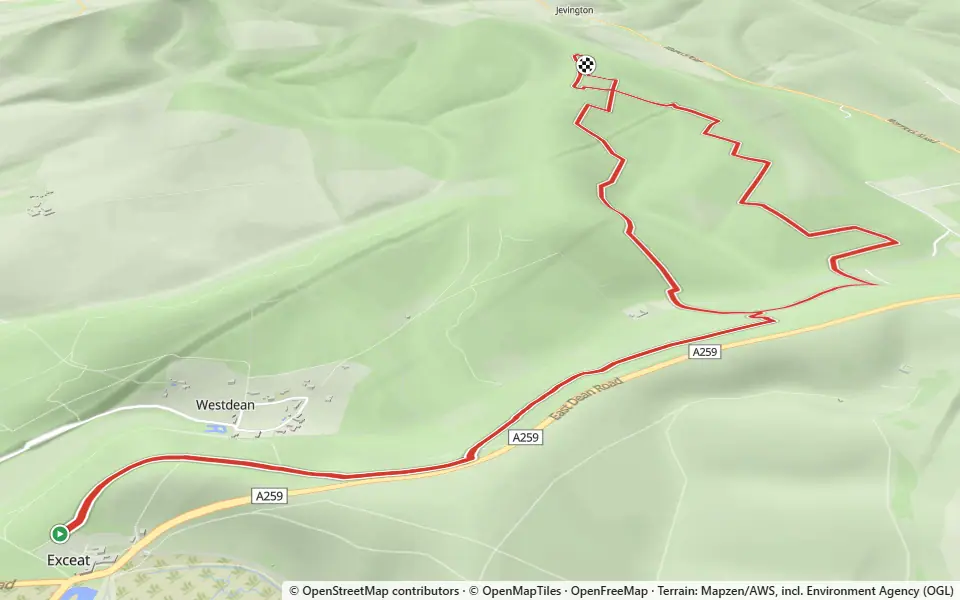 3D preview of a trail at Trails near Friston