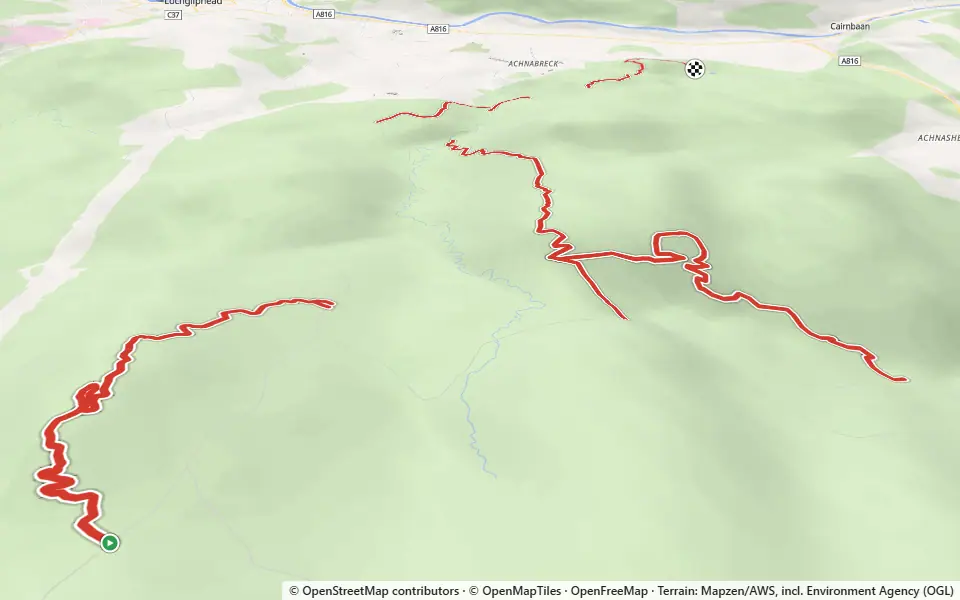 3D preview of a trail at Trails near Achnashelloch