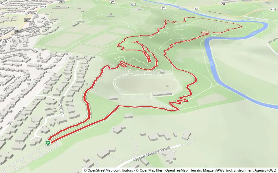 3D preview of a trail at Belvoir Oak Wood