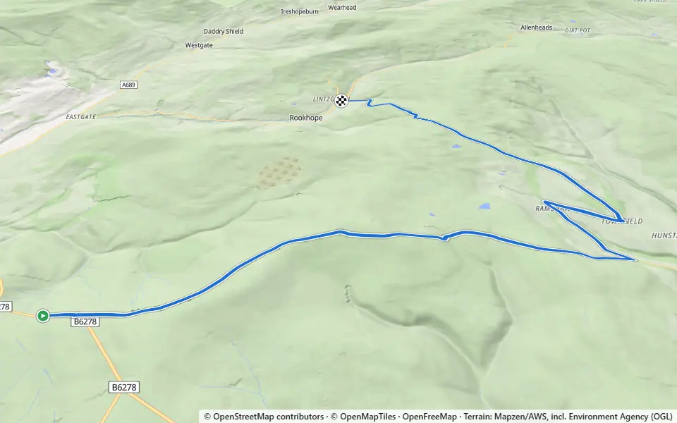 3D preview of a trail at Trails near Rookhope