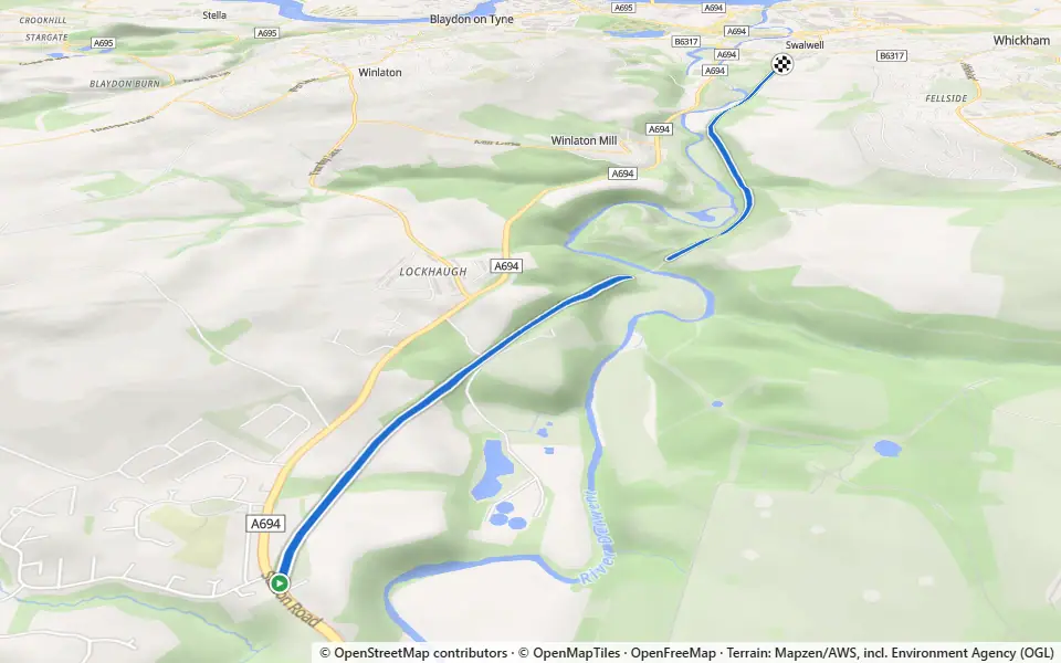 3D preview of a trail at Sherburn Green Wood