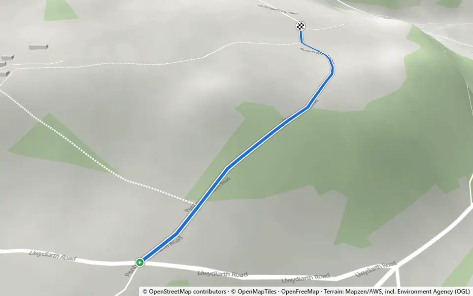 3D preview of a trail at Coed Collfryn