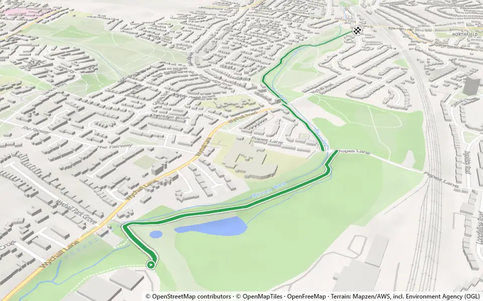 3D preview of a trail at Kings Norton Local Nature Reserve