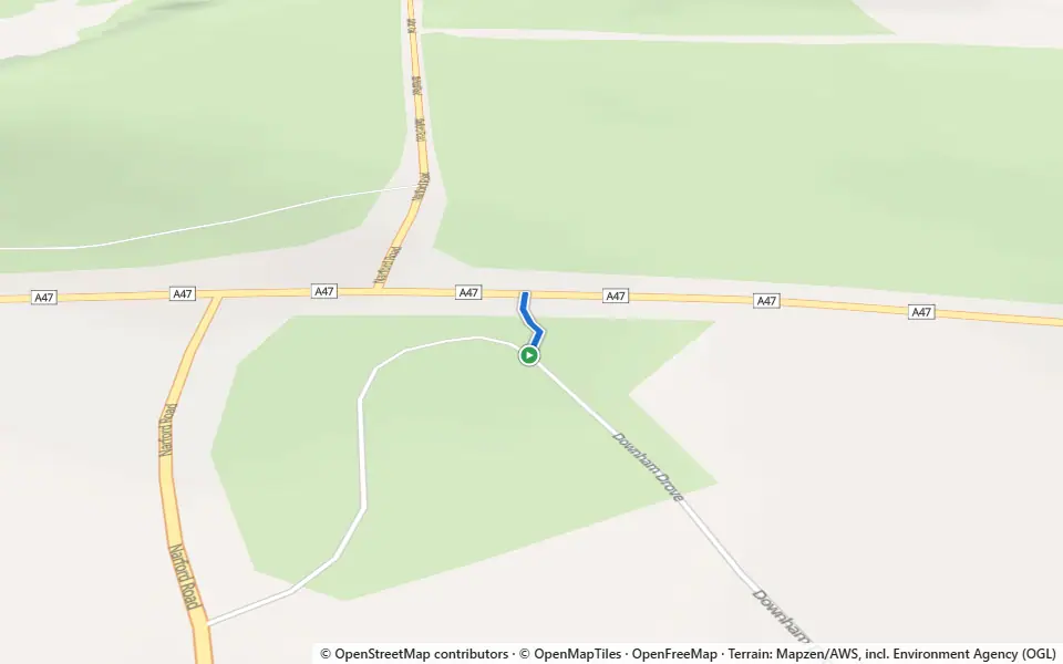 3D preview of a trail at Pentney Common - Open Access Land