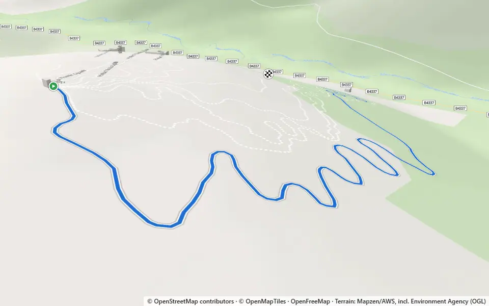 3D preview of a trail at Trails near Rhydcymerau