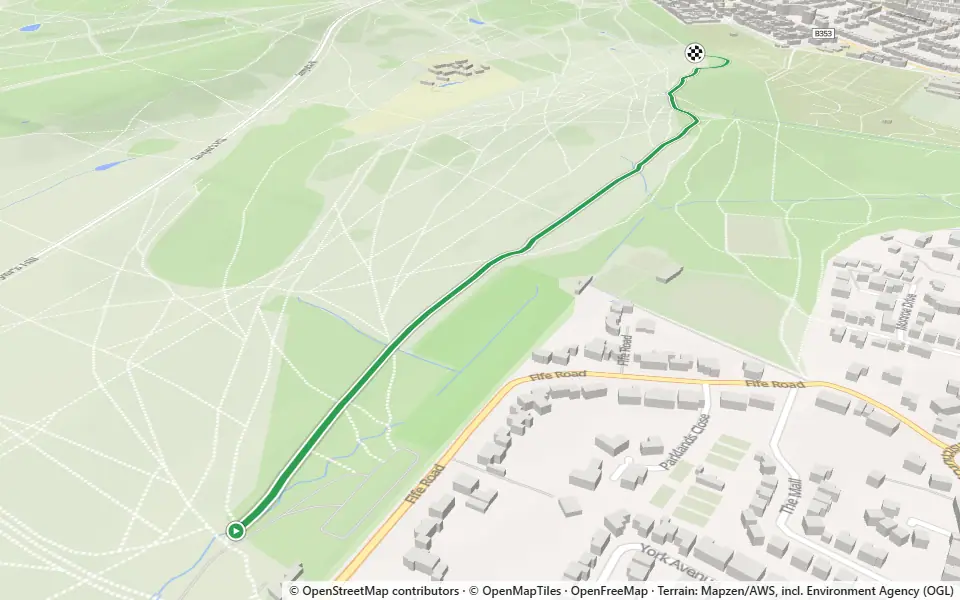 3D preview of a trail at Sheen Wood