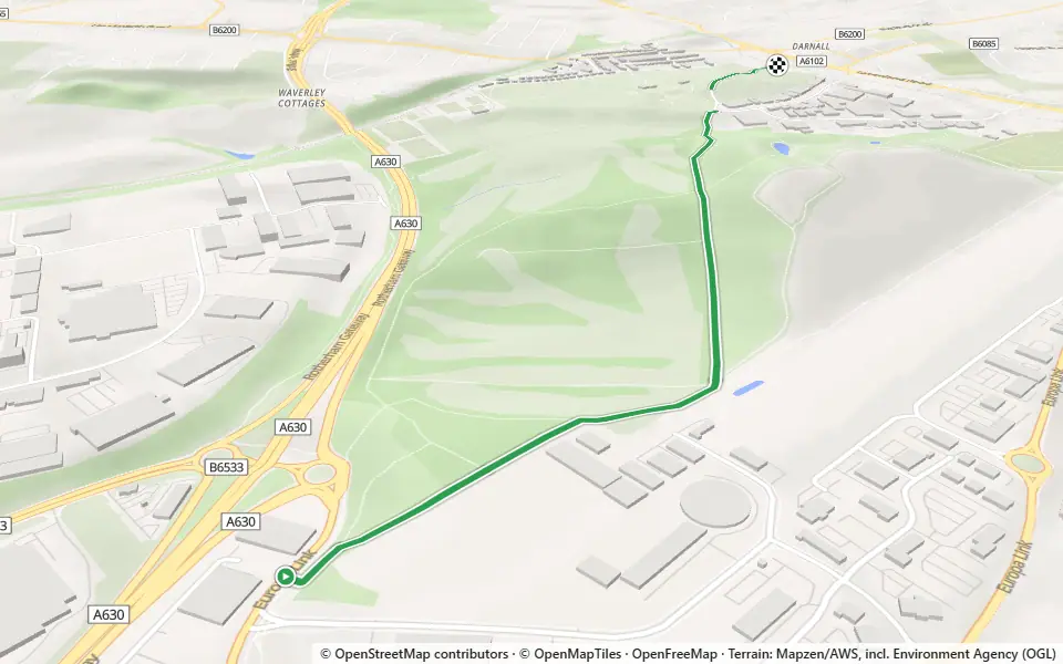 3D preview of a trail at Blackburn Meadows Nature Reserve