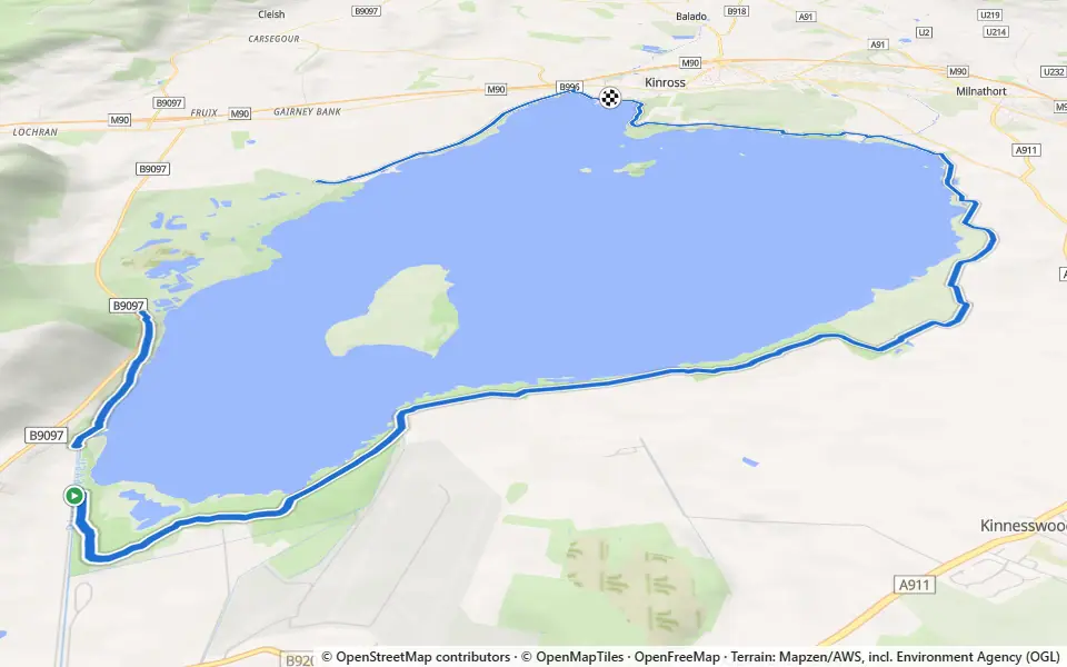 3D preview of a trail at RSPB Loch Leven