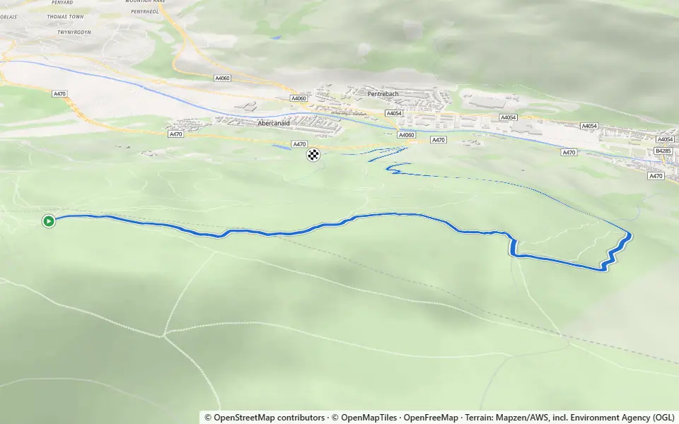 3D preview of a trail at Trails near Abercanaid