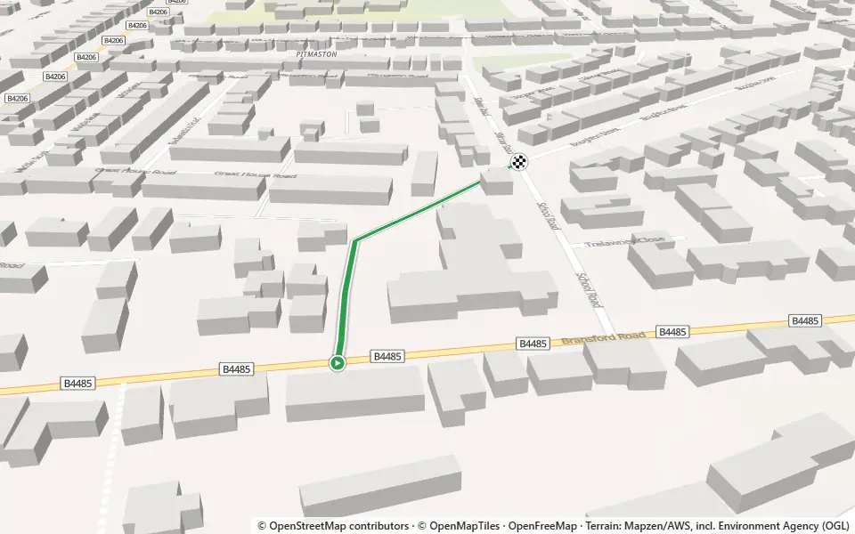 3D preview of a trail at Laugherne Brook Local Nature Reserve (Area 2, Greenacres Road)